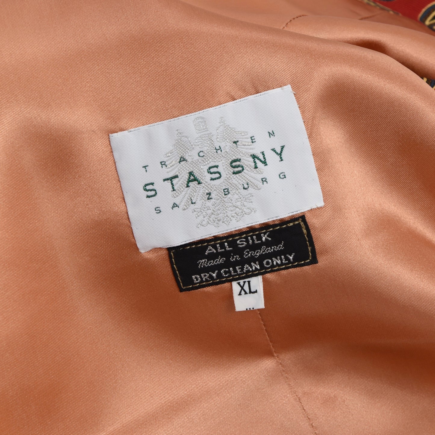 Stassny Salzburg Bedruckte Seidenweste/Weste Größe XL - Orange Paisley