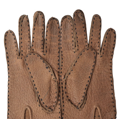 Unlined Peccary Gloves  - Walnut Brown