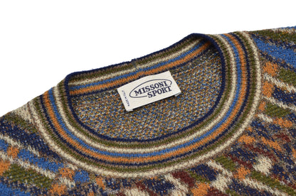 Vintage Missoni Sport 80er Jahre Pullover Größe 52 - Regenbogenfarben