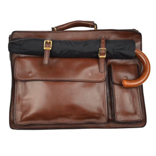 Salamander Leather Briefcase Carryall - Brown