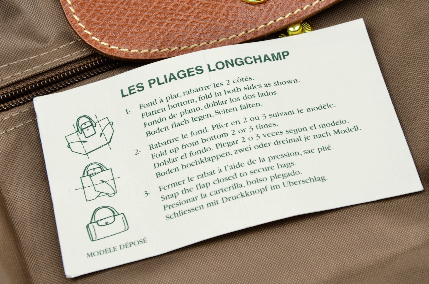 Longchamp Paris Les Pliage Tasche "Docs" - Olivbraun