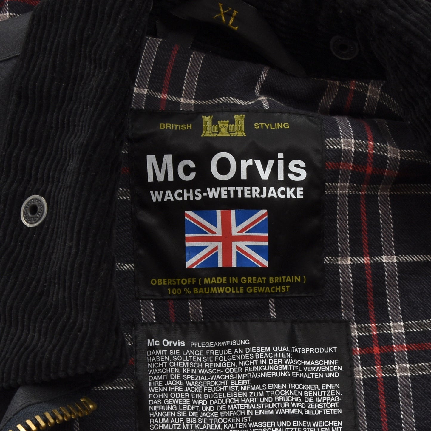 McOrvis Waxed Jacket + Hood Size XL - Blue
