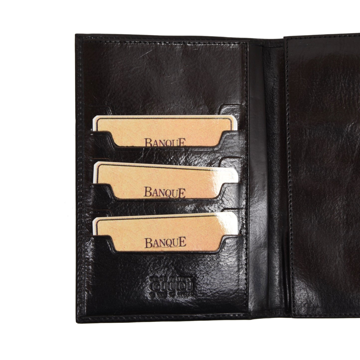 Giudi Leather Travel Wallet - Black