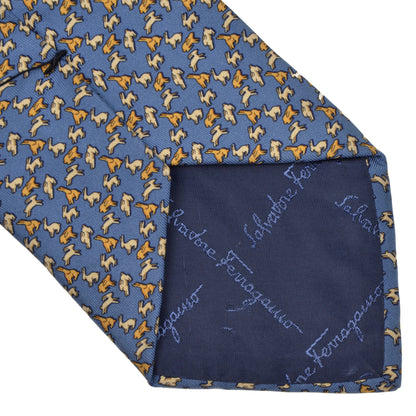 Salvatore Ferragamo Bunny Print Silk Tie - Blue