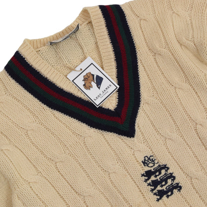 Kent & Curwen Cricket Sweater Size L - Cream