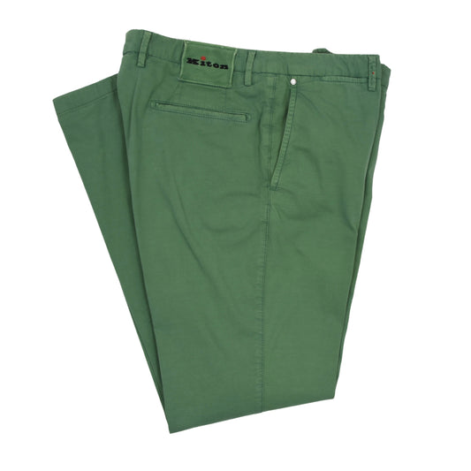 Kiton Napoli Cotton-Silk Pants Size 36 - Green