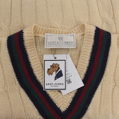 Kent &amp; Curwen Cricket Pullover Größe L - Creme