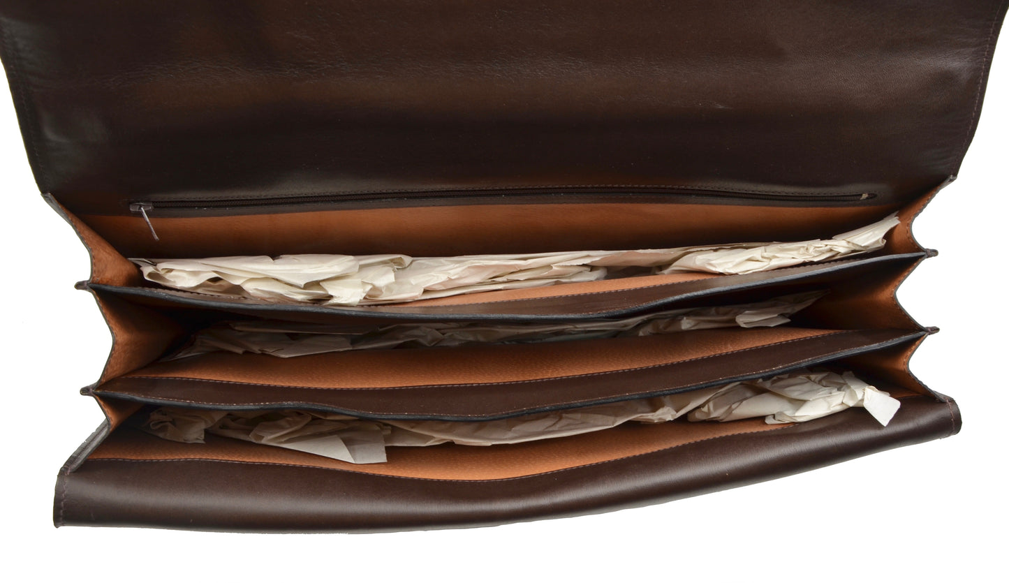 Mädler Elegante Aktentasche aus Leder - Schokoladenbraun