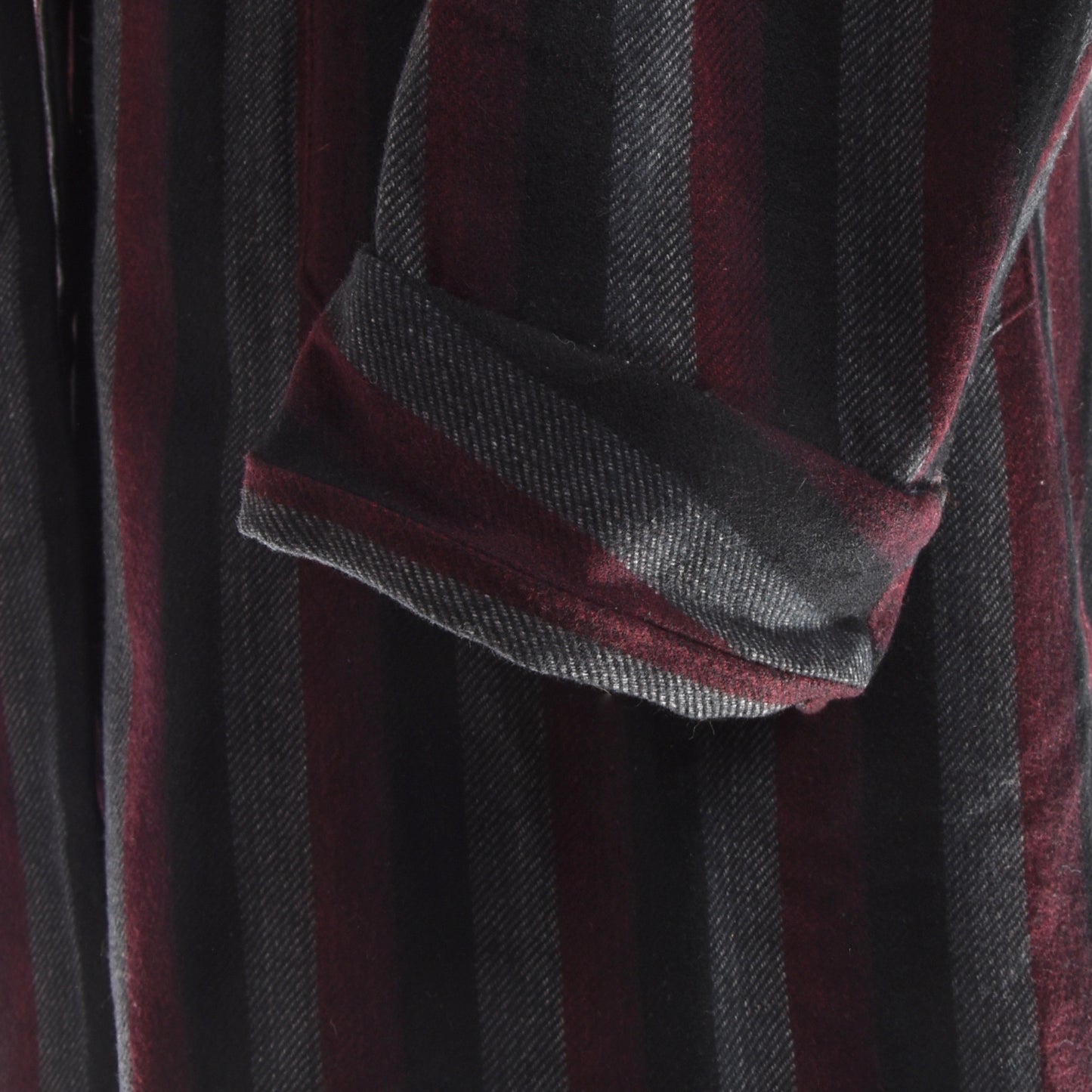 Vintage Shawl Collar Wool Robe - Striped