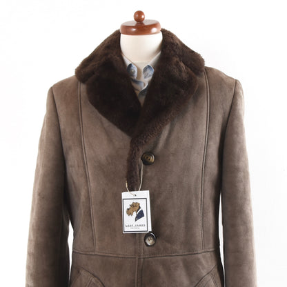 Classic Shearling Leather Coat - Brown
