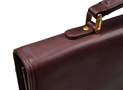 Matras Style Leather Briefcase - Burgundy