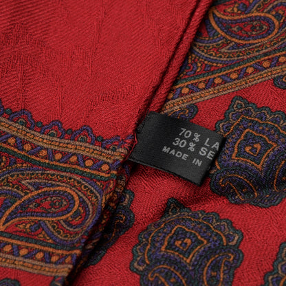 Wool & Silk Paisley Dress Scarf - Red