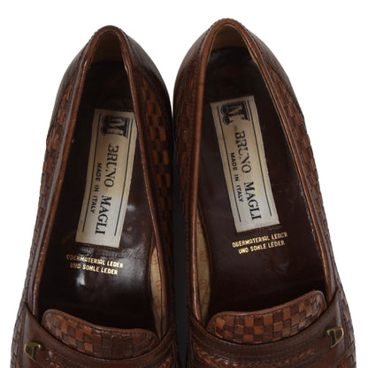 Bruno Magli Leather Woven Loafers Size 8.5 - Brown