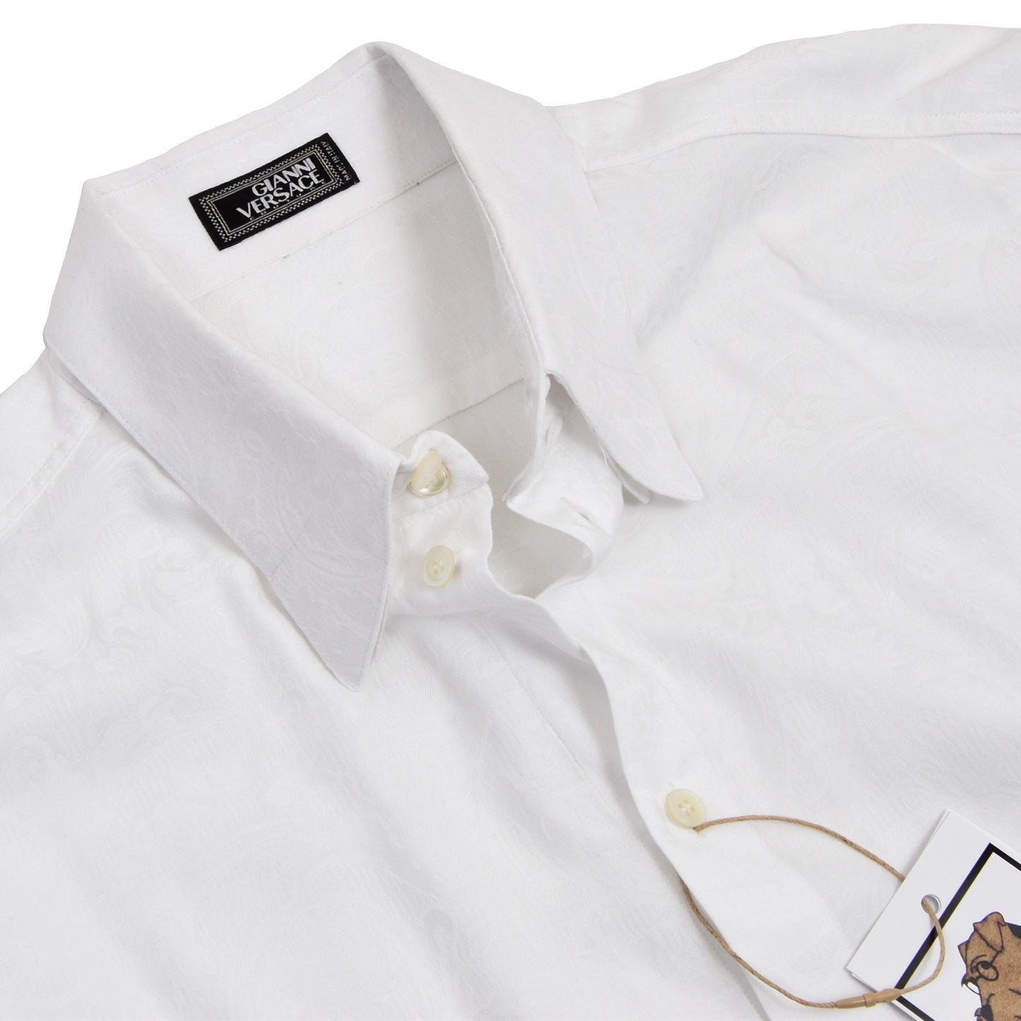 Vintage Gianni Versace Couture Shirt Größe 54 - weißer Jacquard