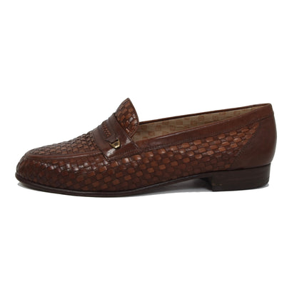 Bruno Magli Leather Woven Loafers Size 8.5 - Brown