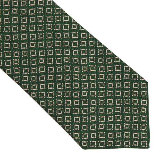 Bvlgari 7 Fold Silk Tie - Green