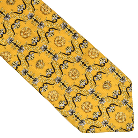 Vintage Gianni Versace '90s Medusa Silk Tie - Yellow