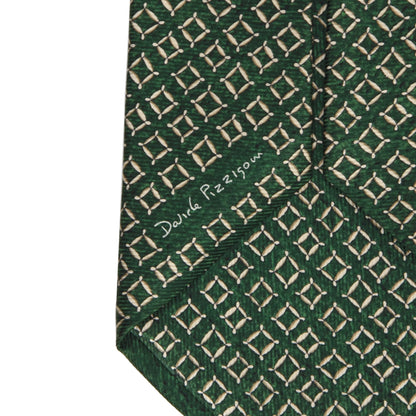 Bvlgari 7 Fold Silk Tie - Green