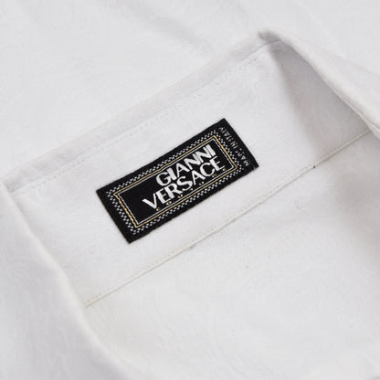Vintage Gianni Versace Couture Shirt Size 54 - White Jacquard