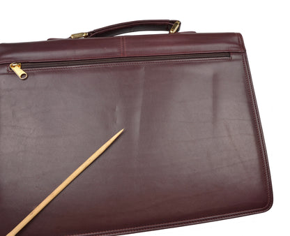 Matras Style Leather Briefcase - Burgundy