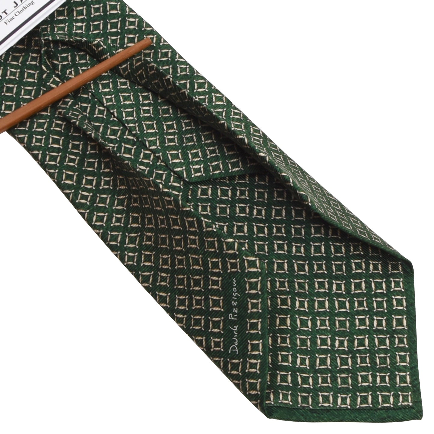 Bvlgari 7 Fold Silk Tie - Green