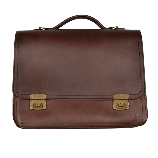 RM Oiled Leather Briefcase/Bag XL - Umber Brown