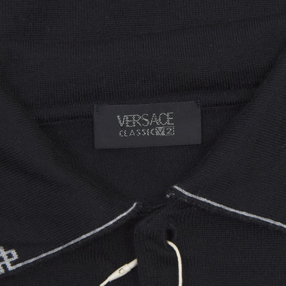 Vintage Versace V2 klassische Wolle Polo Pullover Größe M - schwarz