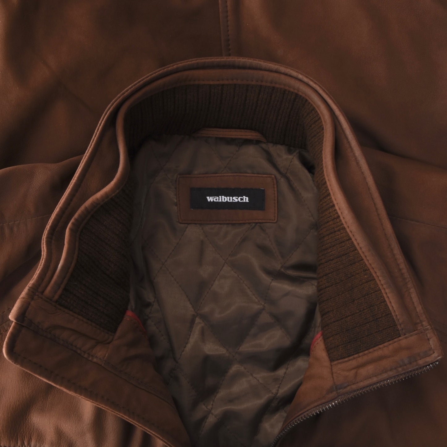 Walbusch Lamb Nubuk Leather Jacket Size 50 - Brown