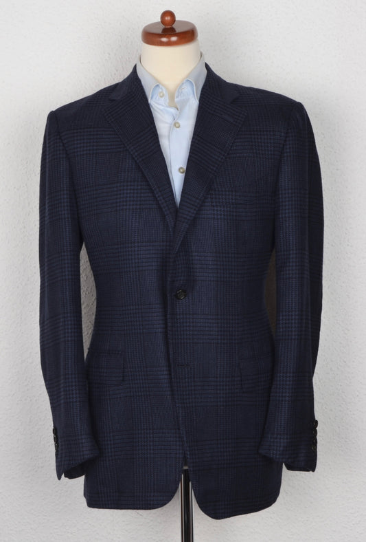 Canali Exclusive 100% Cashmere Jacket Size 52 - Blue Plaid