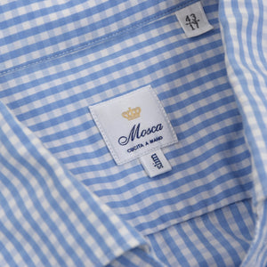 Mosca Handmade Hemd Größe 43 Slim - Blau Kariert
