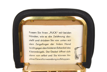 Goldpfeil Puck Münzgeldbörse Wild Bison Leder - Schwarz