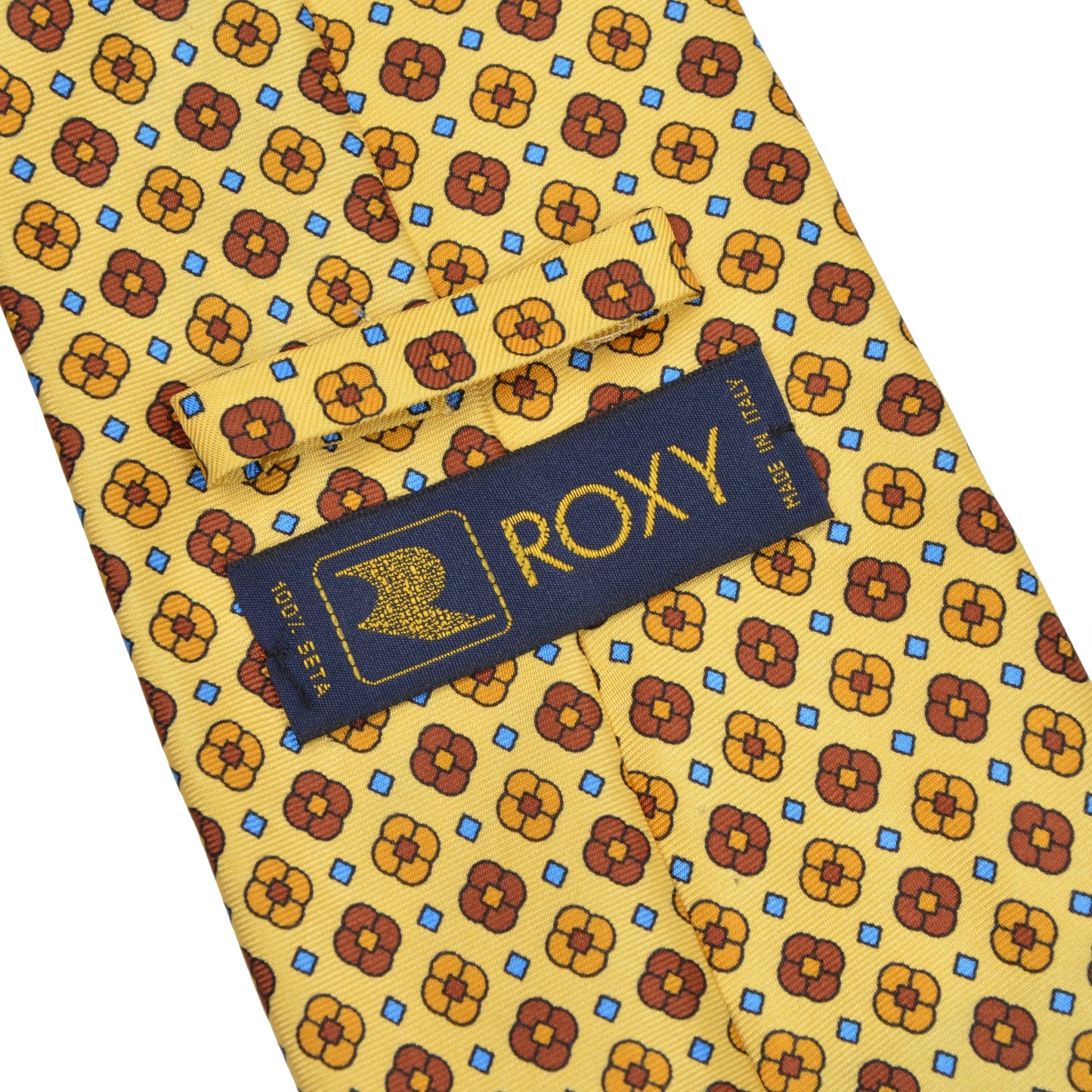 Roxy Flower Print Silk Tie - Yellow