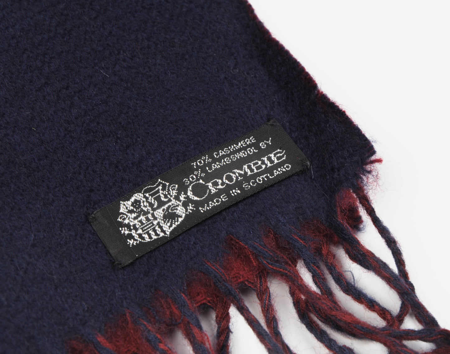 Crombie Reversible Cashmere Wool Scarf - Navy & Burgundy