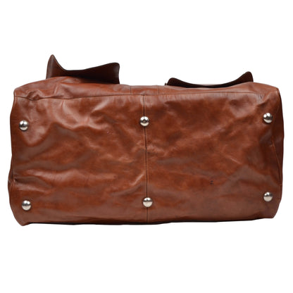 3 Piece Leather Travel Bag Set Duffle/Shoulder - Brown