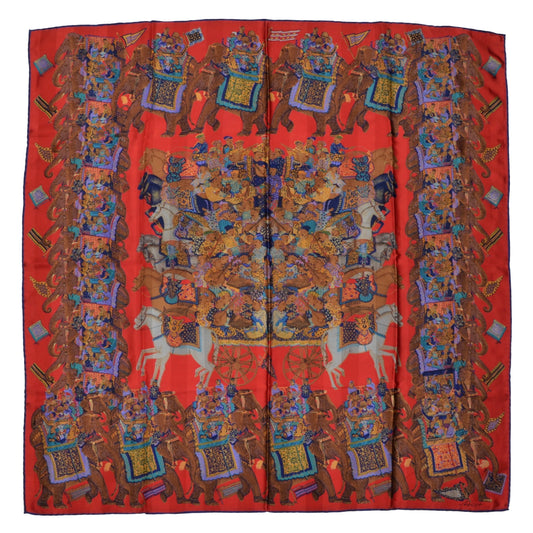 Ascot Silk Scarf Mongolian Print - Red