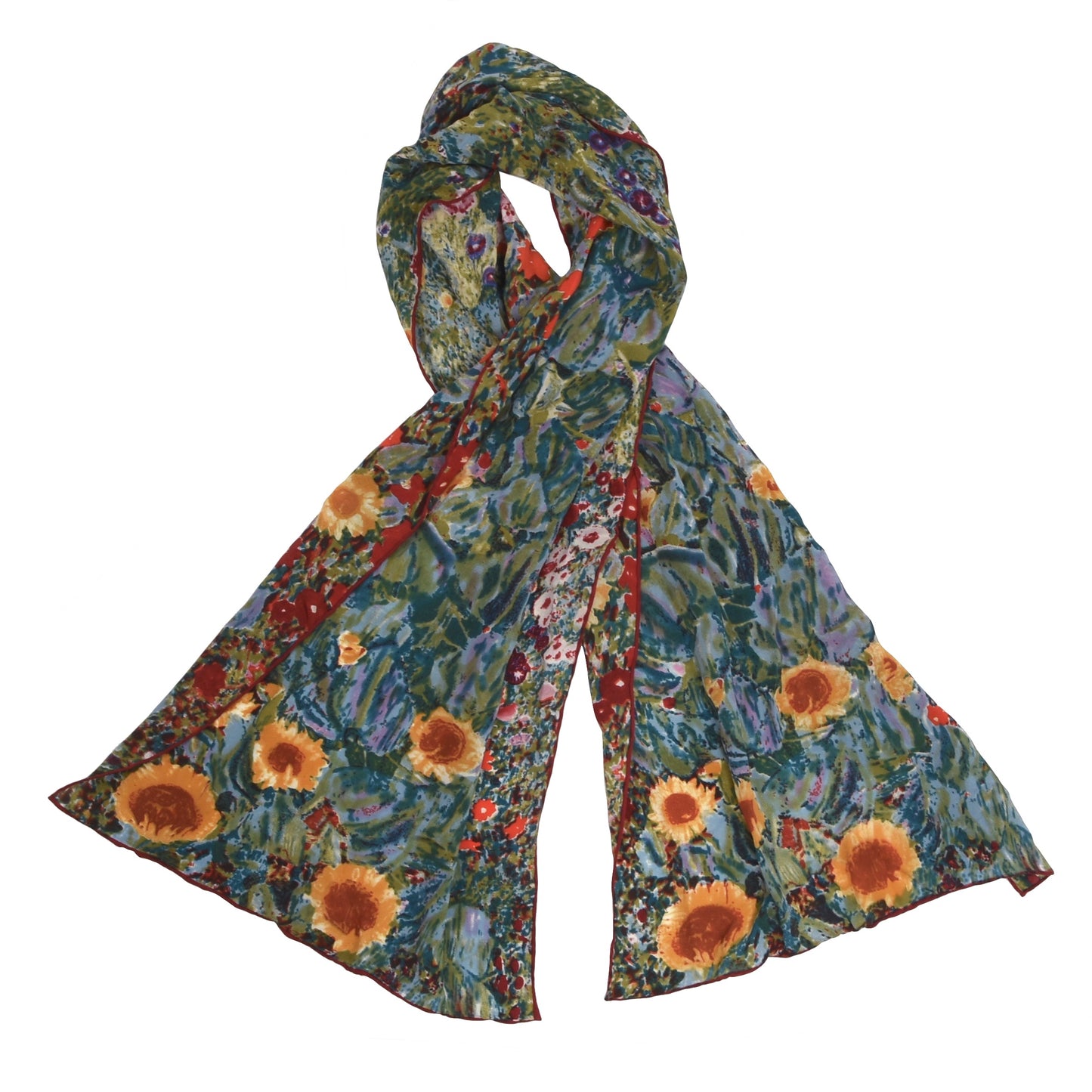 Handrolled Silk Floral Scarf