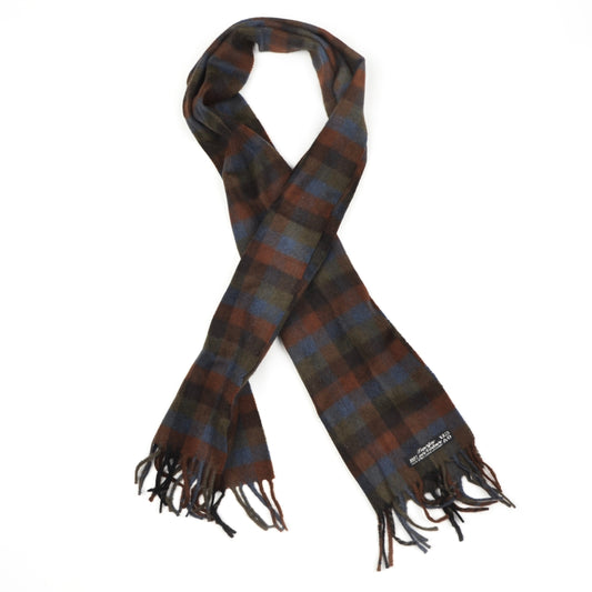 Classic Plaid Winter Scarf in 100% Pure Cashmere - Brown/Green/Blue