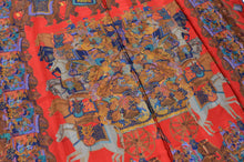 Laden Sie das Bild in den Galerie-Viewer, Ascot Seidenschal Mongolischer Druck - Rot