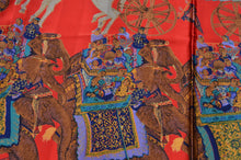 Laden Sie das Bild in den Galerie-Viewer, Ascot Seidenschal Mongolischer Druck - Rot