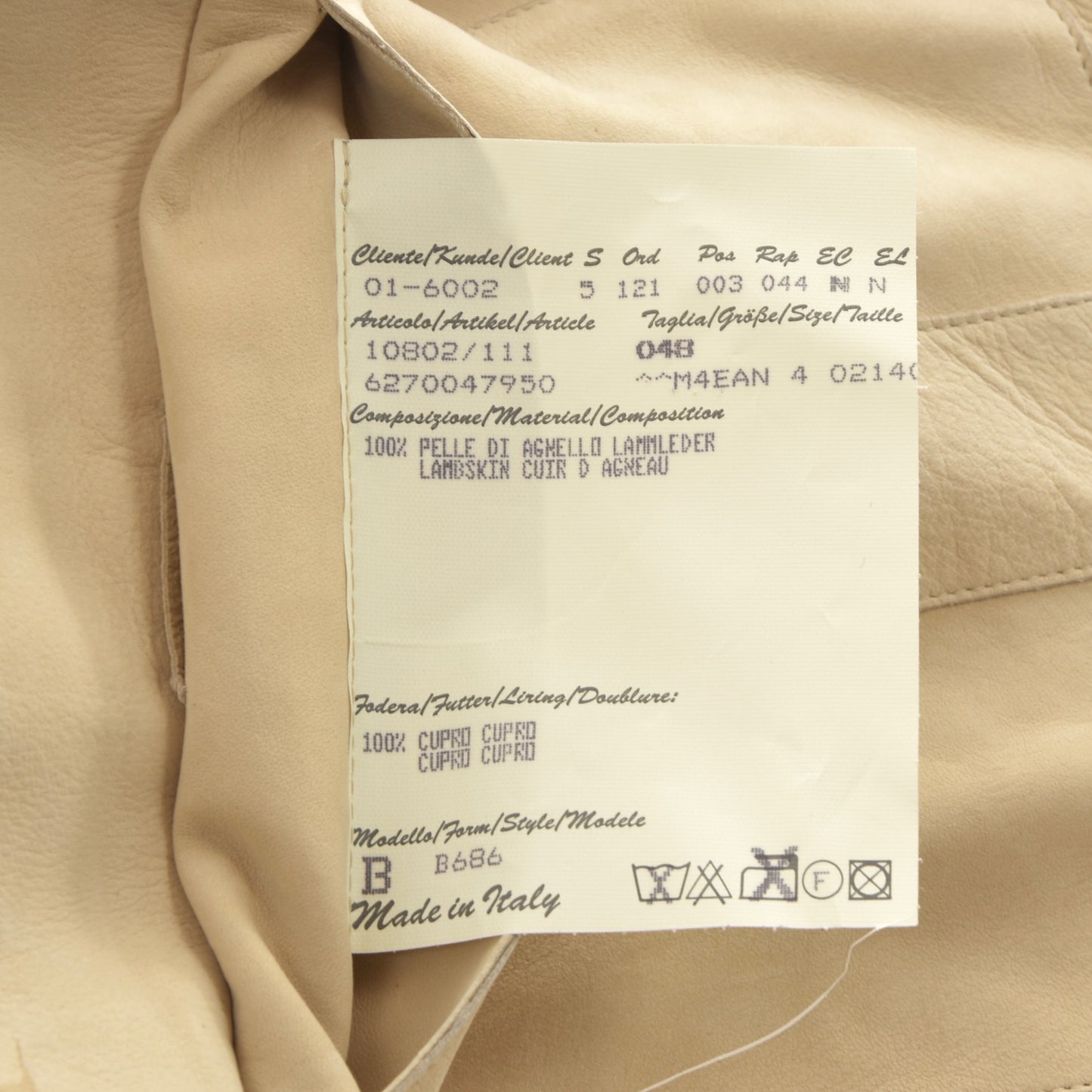 Baldessarini Hugo Boss Lammfell-Safarijacke Größe 48 - Butter