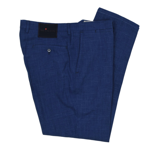 Kiton Napoli Wool-Silk-Linen Pants Size 38 - Royal Blue
