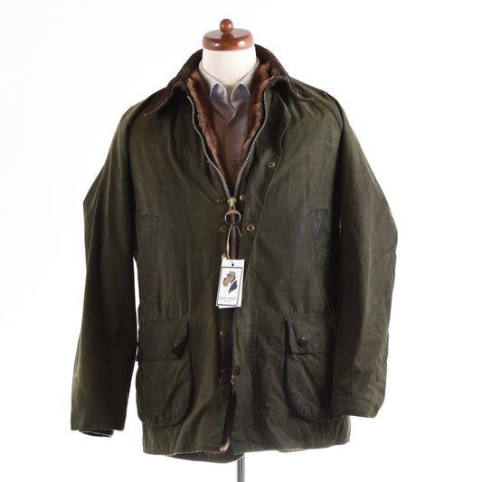 Barbour Bedale Echtpelz gefütterte A100 gewachste Jacke Größe C44/112cm – Grün