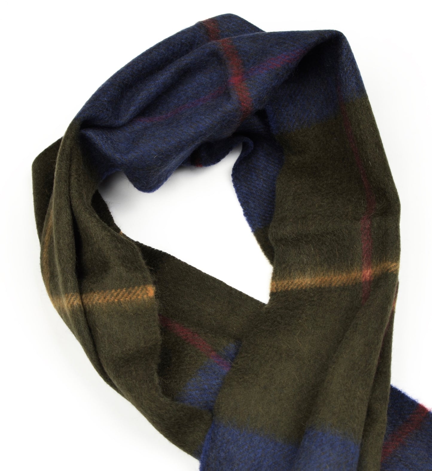 Color-Blocked Windowpane Scarf in 100% Pure Cashmere - Blue/Green