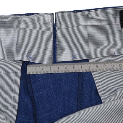 Kiton Napoli Wool-Silk-Linen Pants Size 38 - Royal Blue