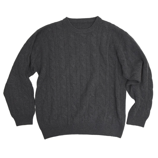 Classic 100% Cashmere Cableknit Sweater - Grey