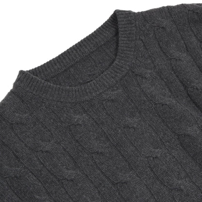 Classic 100% Cashmere Cableknit Sweater - Grey