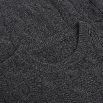 Classic 100% Cashmere Cableknit Sweater - Grey