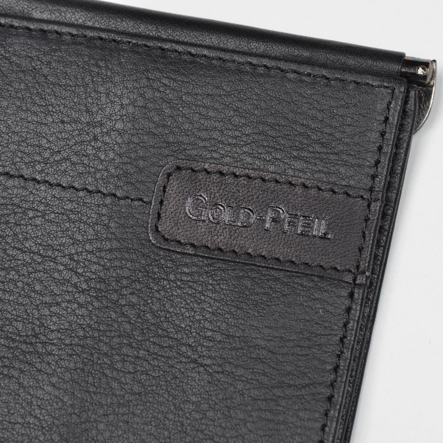 Goldpfeil Double-Sided Leather Wallet & Money Clip - Black