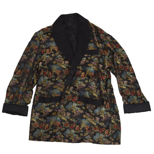 Chinese Rayon Smoking Jacket - Black