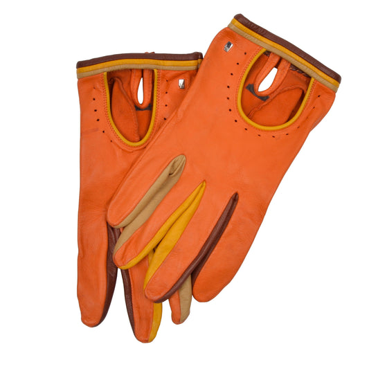 Röckl Deerskin Driving Gloves Size 8 - Orange